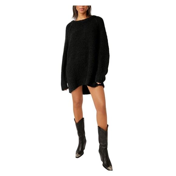 NEW Free people teddy tunic sweater dress black size medium - Picture 2 of 10
